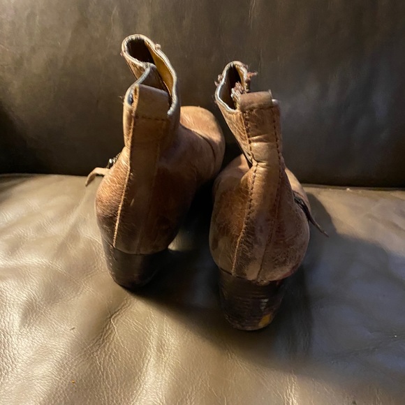 Brown leather booties - Picture 3 of 5
